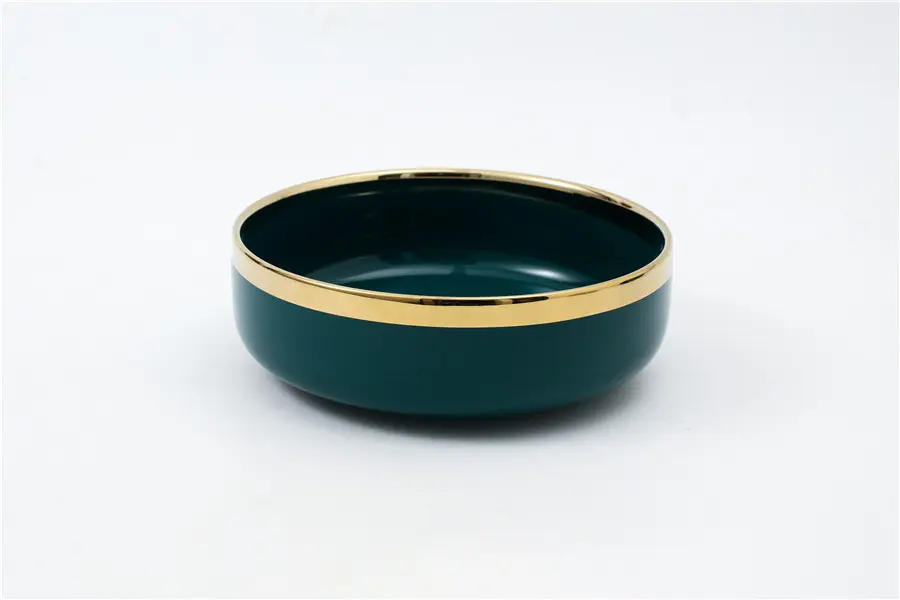 Luxury Emerald Green Ceramic Dinnerware with Gold Trim | Custom Glaze & Hand-Painted Gold Options